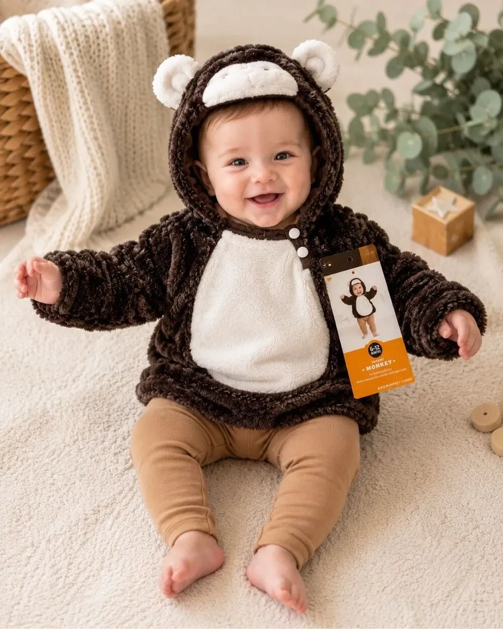 Hyde and Eek Boutique Infant Monkey Costume Pullover Size 6-12 Months